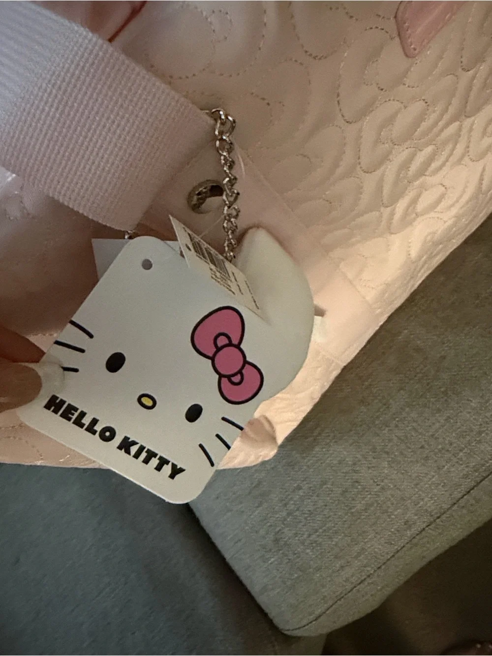 Hello Kitty Light Pink Quilted Tote with Plush Charm
